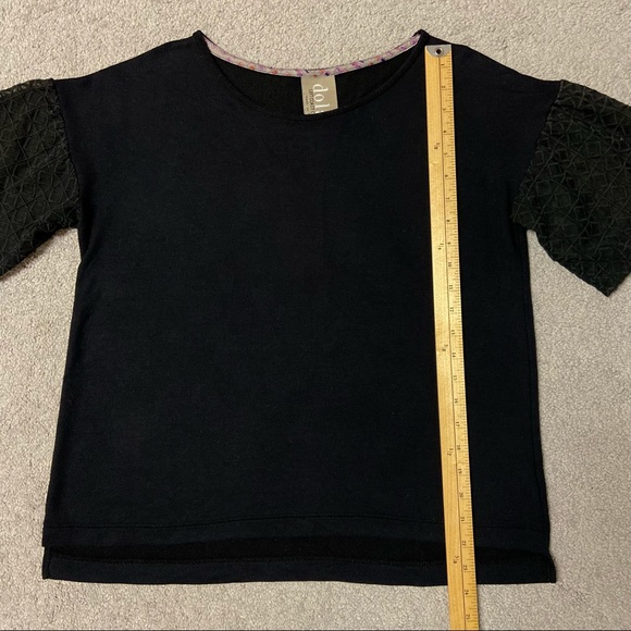 ANTHROPOLOGIE DOLAN Laced Lantern Short Sleeve Boxy Top Black Size S - Picture 10 of 10